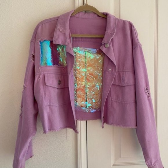 Louis Vuitton Jackets & Blazers - Unique Louis Vuitton Prism Lilac Denim Jacket